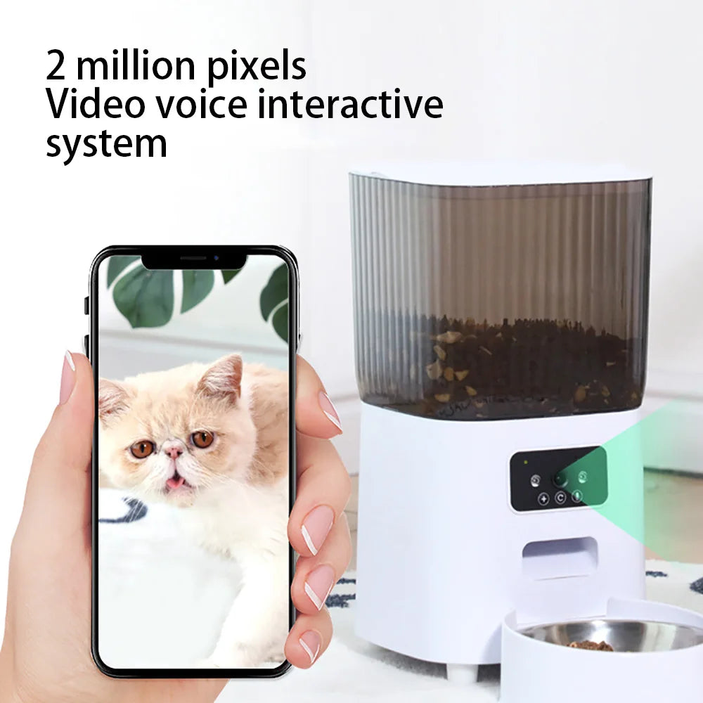 Dispensador de comida automatico con camara