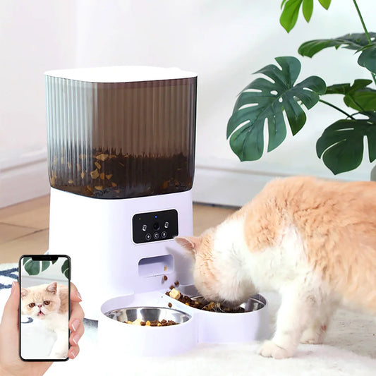 Dispensador de comida automatico con camara
