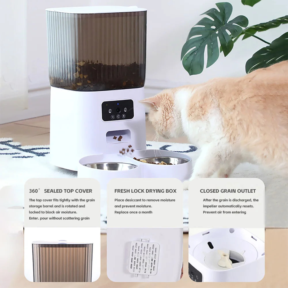 Dispensador de comida automatico con camara